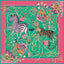 Decorative scarf with zebra, leopard, and floral design on a pink border