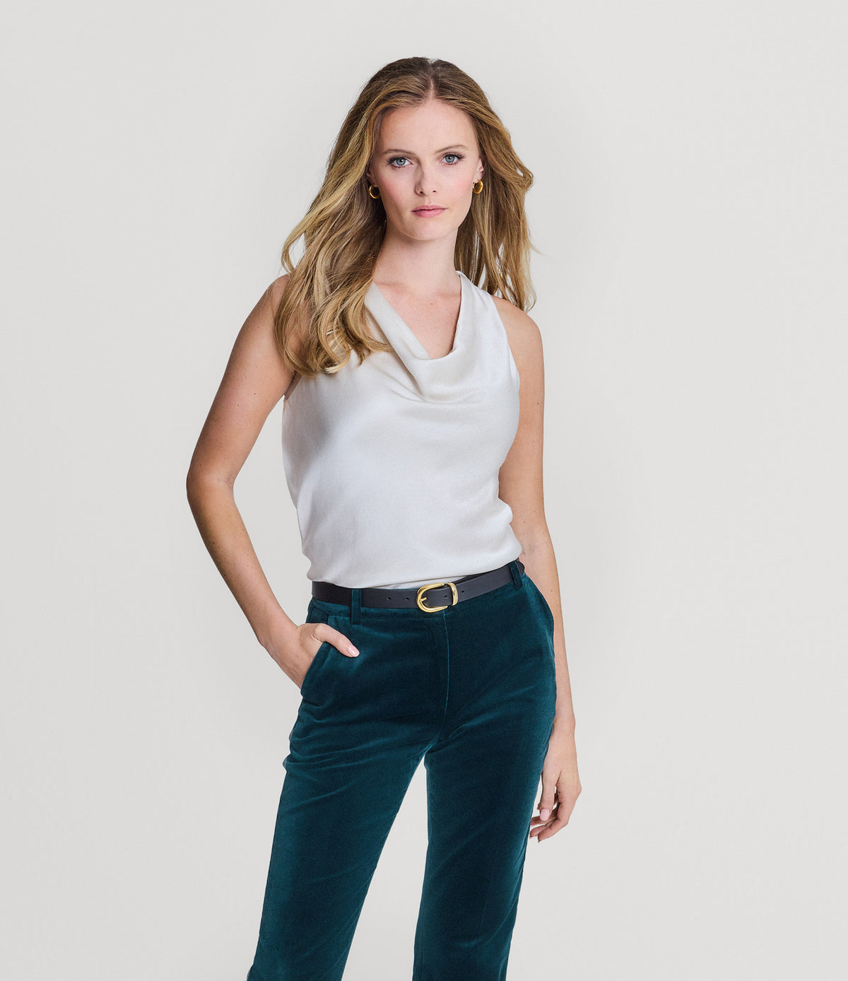Eton Silk Sleeveless Cowl Neck Blouse