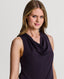 Eton Jersey Sleeveless  Cowl Neck Blouse