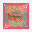 Scarf with leopards and floral design on a pink background