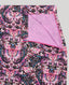 Butterfly patterned fabric with pink interior on a gray background
