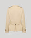 back of Safari Trench coat in cream with branded tortoiseshell buttons and belt