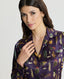 Plumage Feather Print Silk Open Neck Shirt