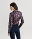 Plumage Feather Print Silk Open Neck Shirt