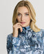 Peacock Silk Fixed Tie Neck Blouse