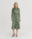 Oak Print Silk Shirt Dress With Tassel