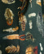 Plumage Feather Print Silk Fixed Tie Neck Blouse