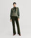 Wellington Corduroy Fit Flare Trousers In Dark Green Olive