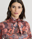Peacock Silk Fixed Tie Neck Blouse