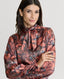 Peacock Silk Fixed Tie Neck Blouse