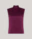 Purple silk sleeveless top on a light grey background