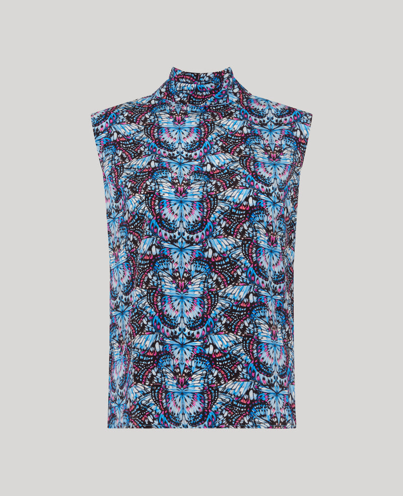 Cadogan Silk Sleeveless Tie Neck Blouse