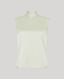 Mint green sleeveless blouse on a light grey background