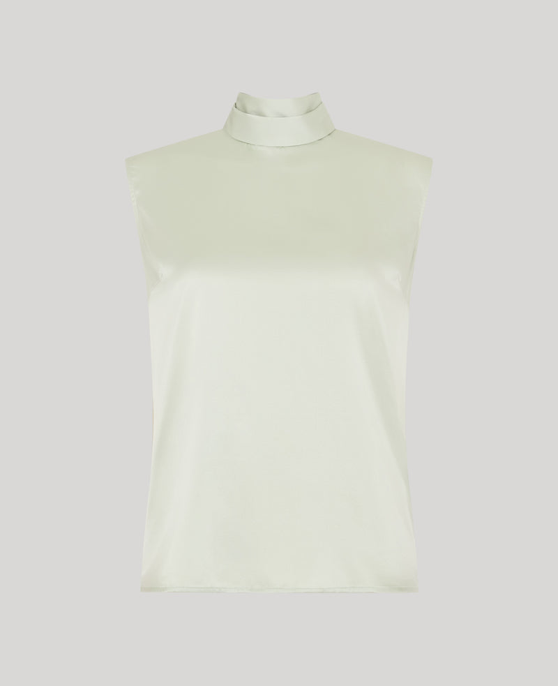 Cadogan Silk Sleeveless Tie Neck Blouse