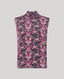 Sleeveless top with pink butterfly pattern on a light grey background