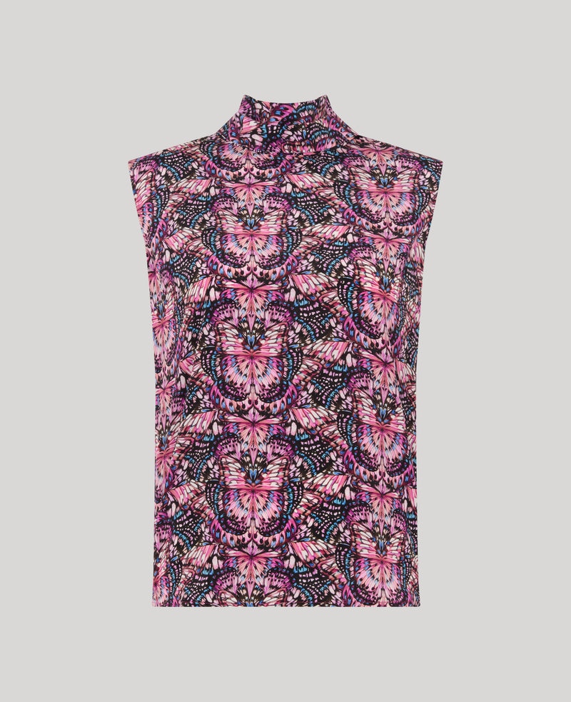 Cadogan Silk Sleeveless Tie Neck Blouse