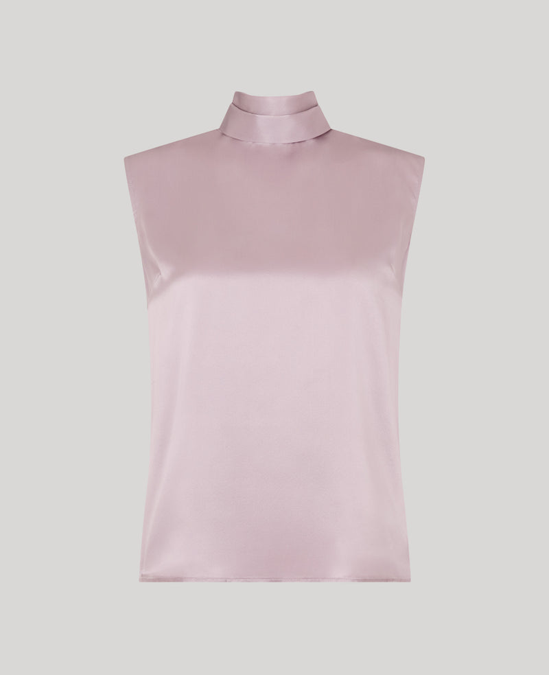 Cadogan Silk Sleeveless Tie Neck Blouse
