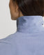 Close-up RW embroidery on the collar stand of the spencer-Stretch Corduroy Shirt in Ice Blue 