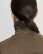 Close-up on RW embroidery on collar stand on the Spencer-Stretch Corduroy Shirt in Khaki 