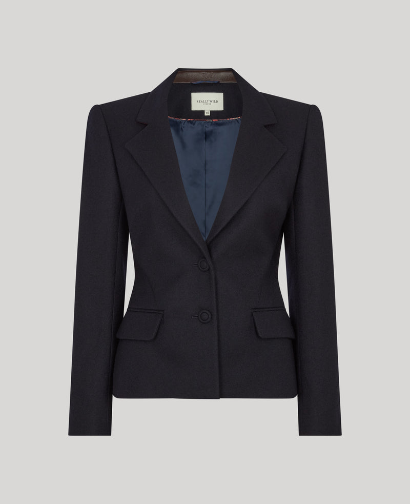 St James Wool Fitted Jacket with Coral Lining