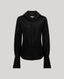 Black long-sleeve shirt on a light gray background