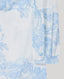 Light blue floral pattern on a white background