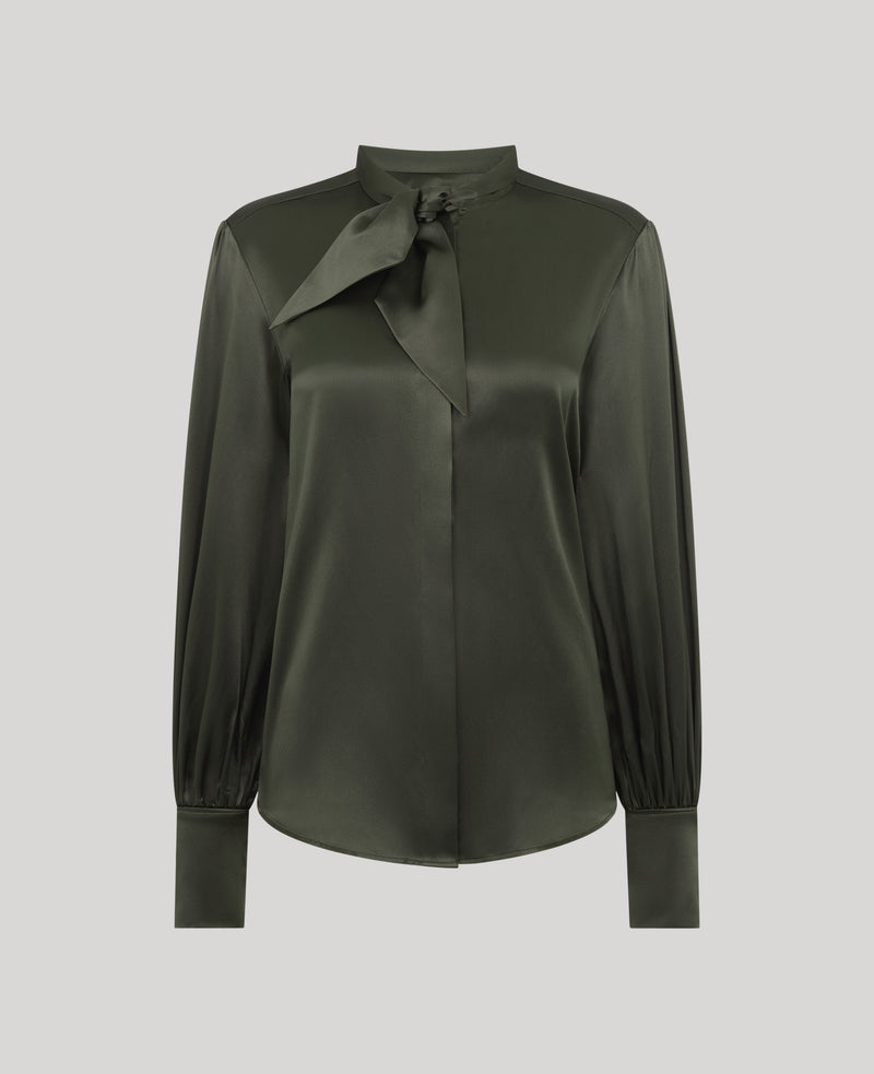 100% Silk Blouse with Short Tie