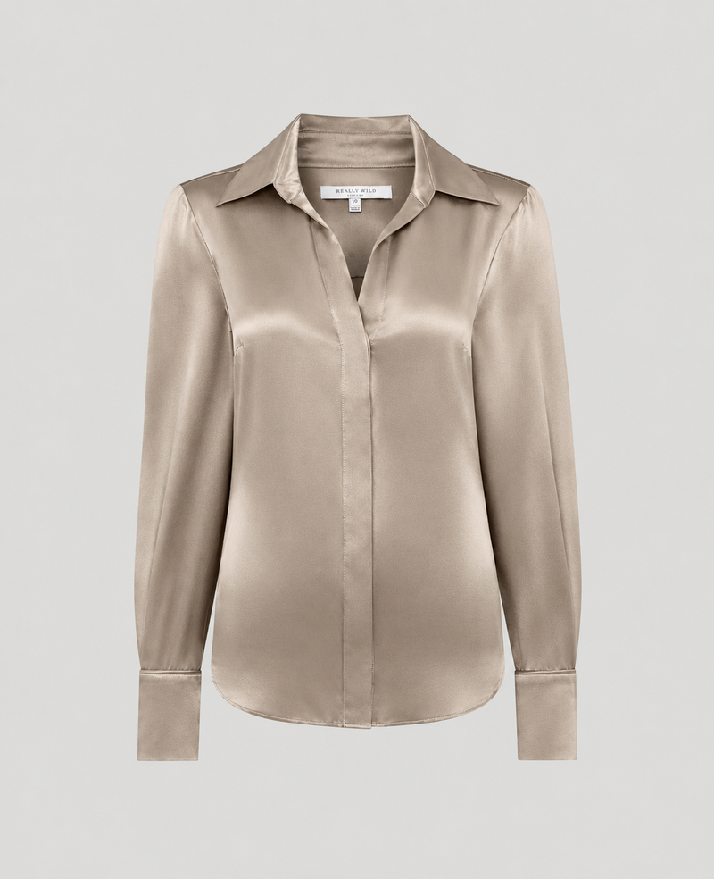 100% Silk Open Neck Shirt