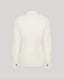An off-white long-sleeve button-down shirt shown from the back, featuring a classic collar and button cuffs, displayed on a neutral gray background.