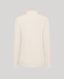 An off-white long-sleeve button-down shirt shown from the back, displayed on a neutral light gray background.