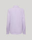 A lilac long-sleeve button-up shirt shown from the back, displayed on a neutral light gray background.