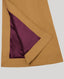 Close-up on purple lining on Brown Khaki trench cape coat on a light grey background