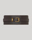 Wide Leather Belt in Dark Chocolate Brown with Gold buckle 