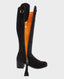 Heeled Spanish Boots in Black Suede | Really Wild Clothing | Footwear | side image with open zip to show lining