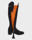 Heeled Spanish Boots in Navy Suede| Really Wild Clothing  | Footwear | Side image with open zip