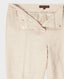 Shorter Length Turn up Trousers in Ivory Linen | Really Wild Clothing | Trousers | Detail on zip opening